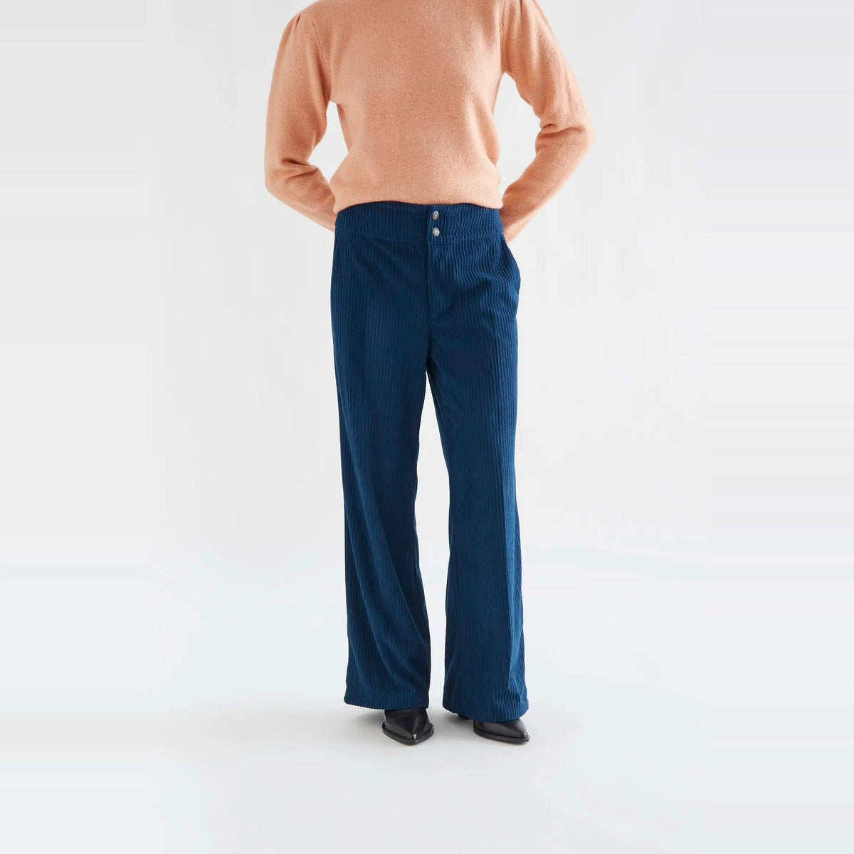 Pantalón pana doble botón azul marino de Compañía Fantástica para mujer – foto 1