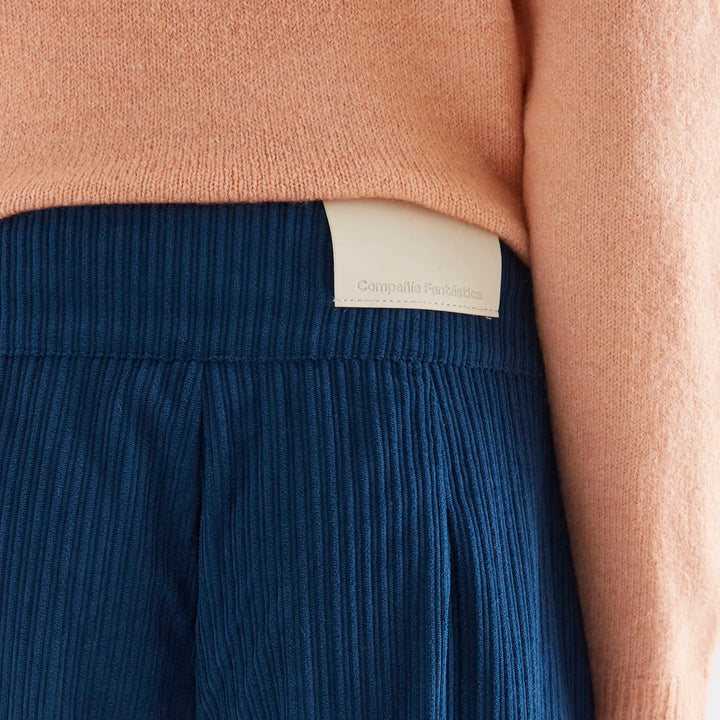 Pantalón pana doble botón azul marino de Compañía Fantástica para mujer – foto 3