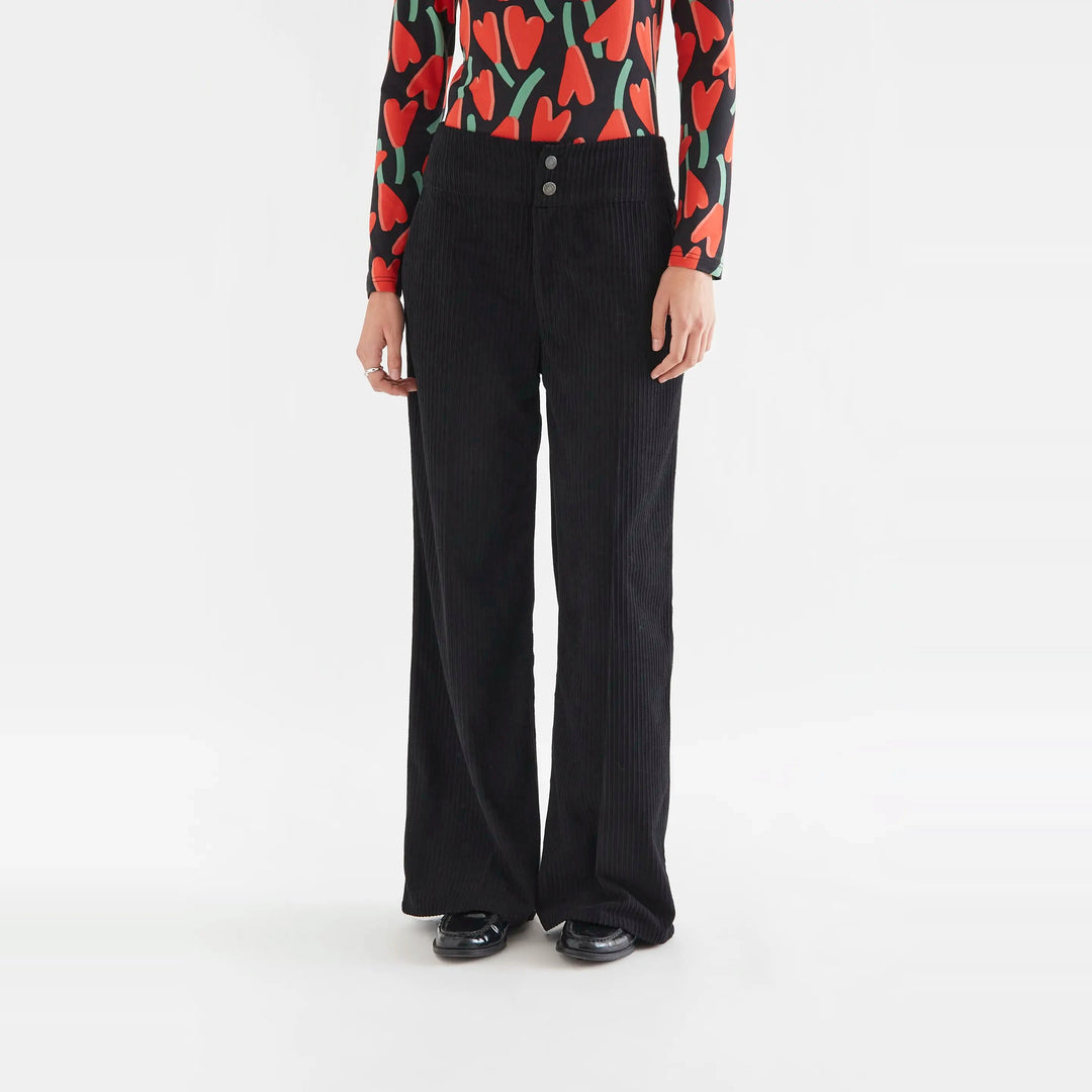Pantalón pana doble botón negro de Compañía Fantástica para mujer – foto 1