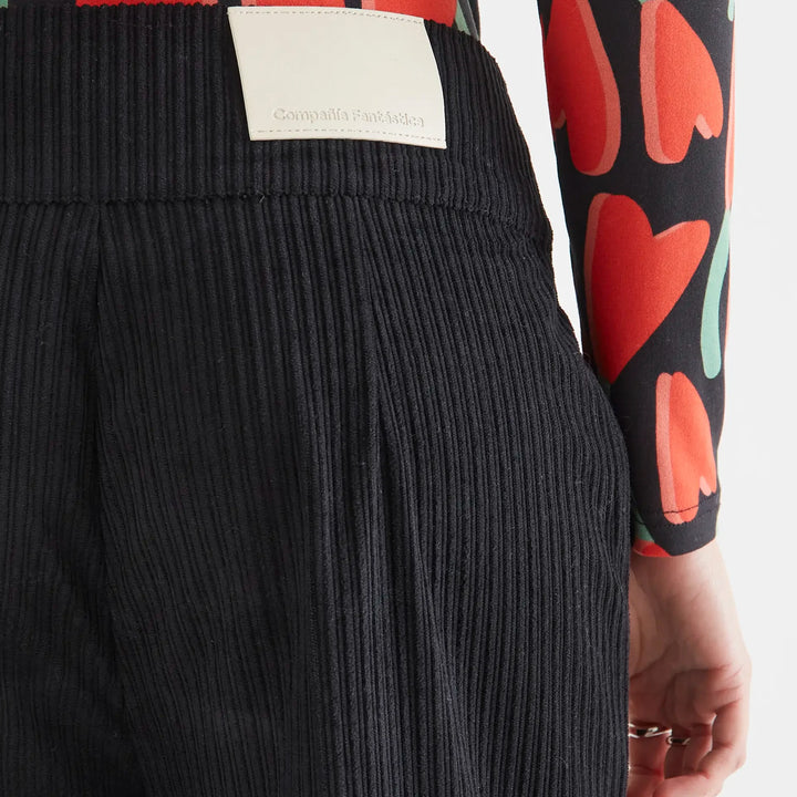 Pantalón pana doble botón negro de Compañía Fantástica para mujer – foto 3