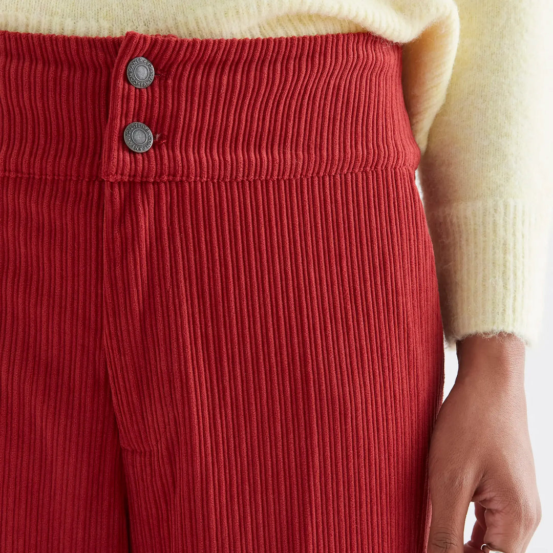 Pantalón pana doble botón rojo de Compañía Fantástica para mujer – foto 3