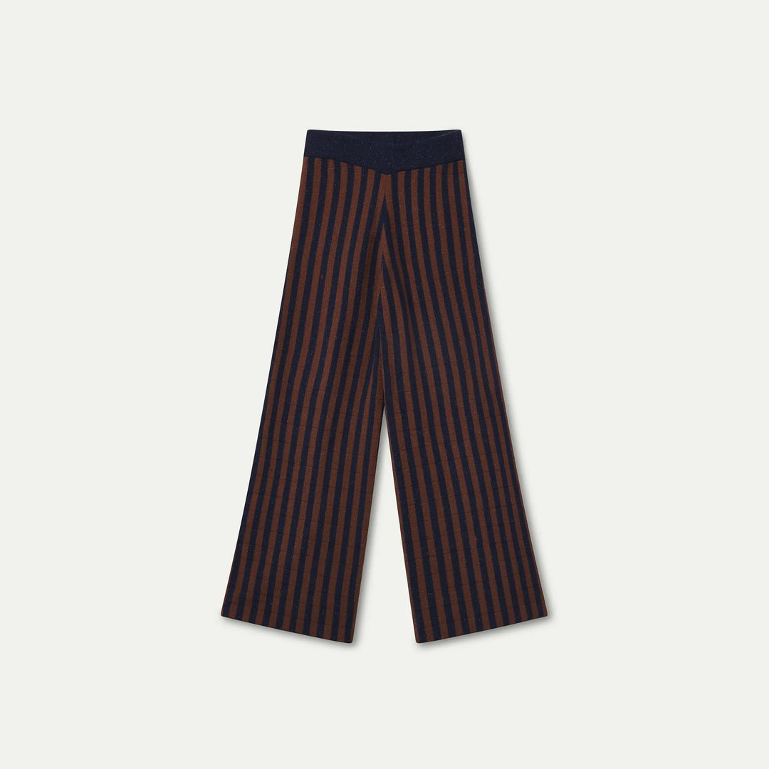 Pantalón punto con rayas azul marino y marrón de Compañía Fantástica para mujer – foto 6