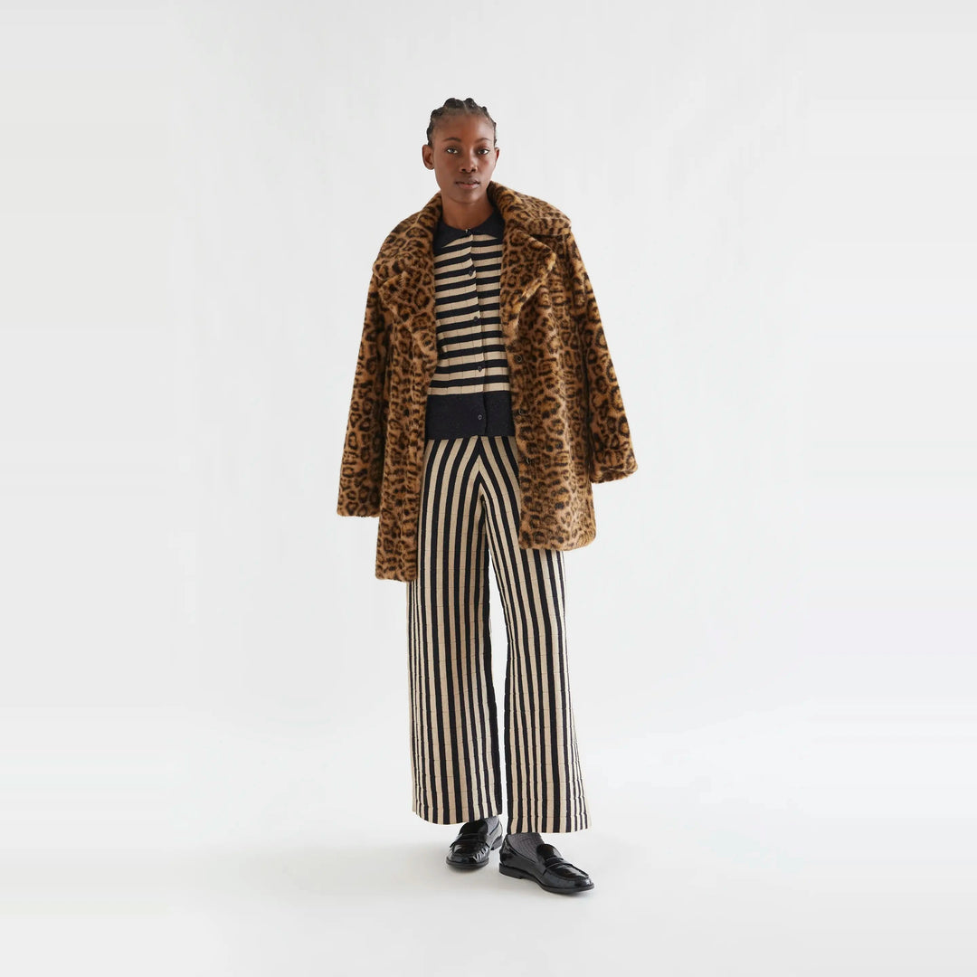 Pantalón punto con rayas negro y beige de Compañía Fantástica para mujer – foto 4