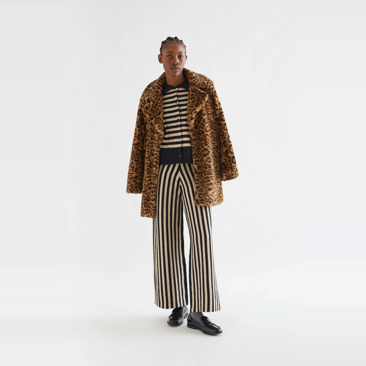 Pantalón punto con rayas negro y beige de Compañía Fantástica para mujer – foto 4