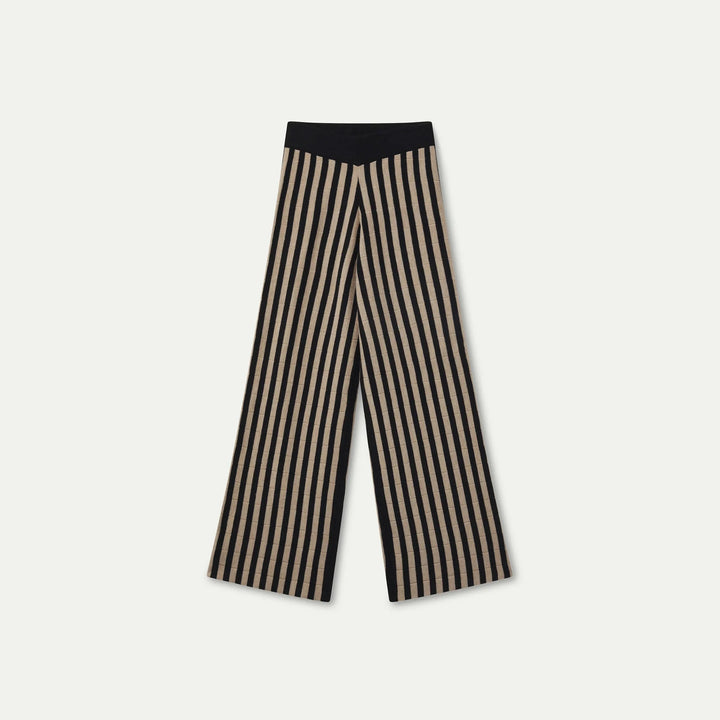 Pantalón punto con rayas negro y beige de Compañía Fantástica para mujer – foto 6
