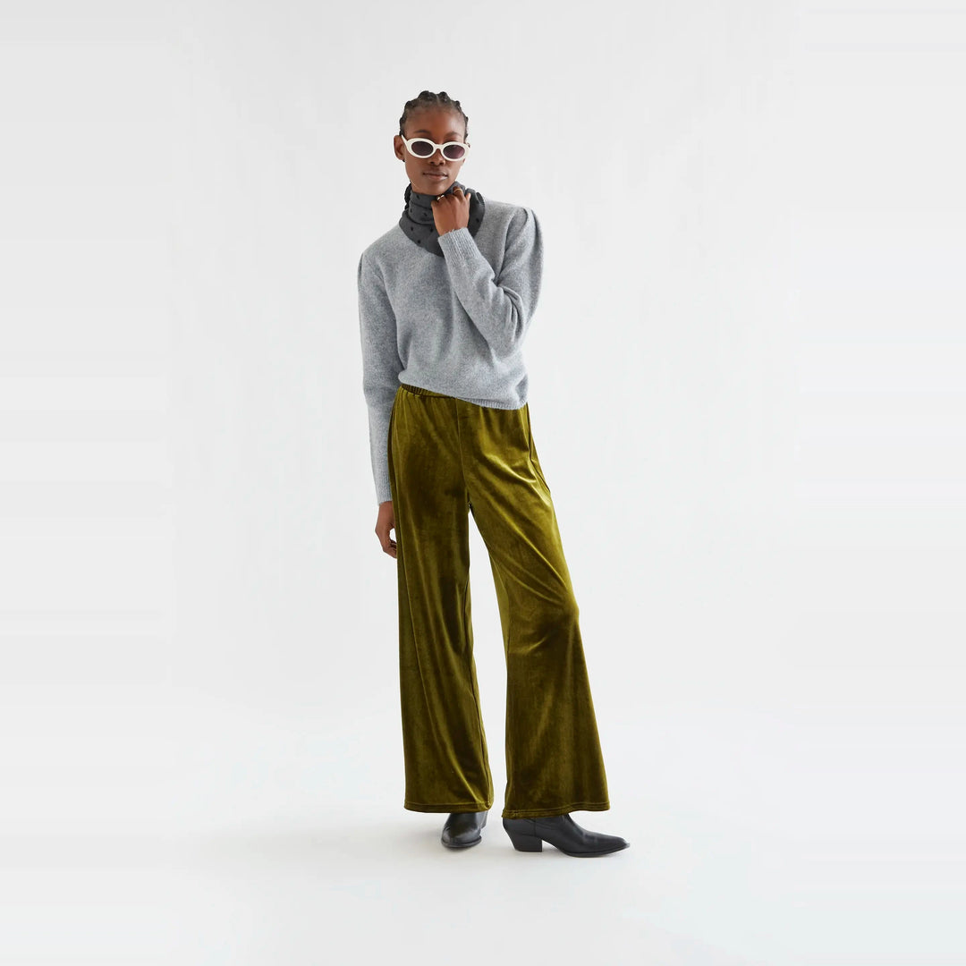 Pantalón terciopelo verde oliva de Compañía Fantástica para mujer – foto 4
