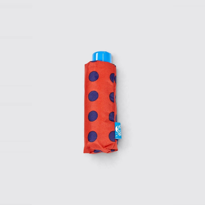 Paraguas mini plegable rojo con lunares azul marino de Gotta – foto 2