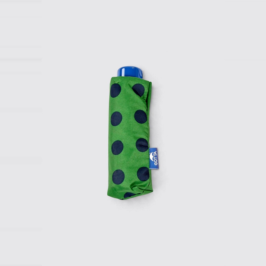 Paraguas mini plegable verde con lunares azul marino de Gotta – foto 2