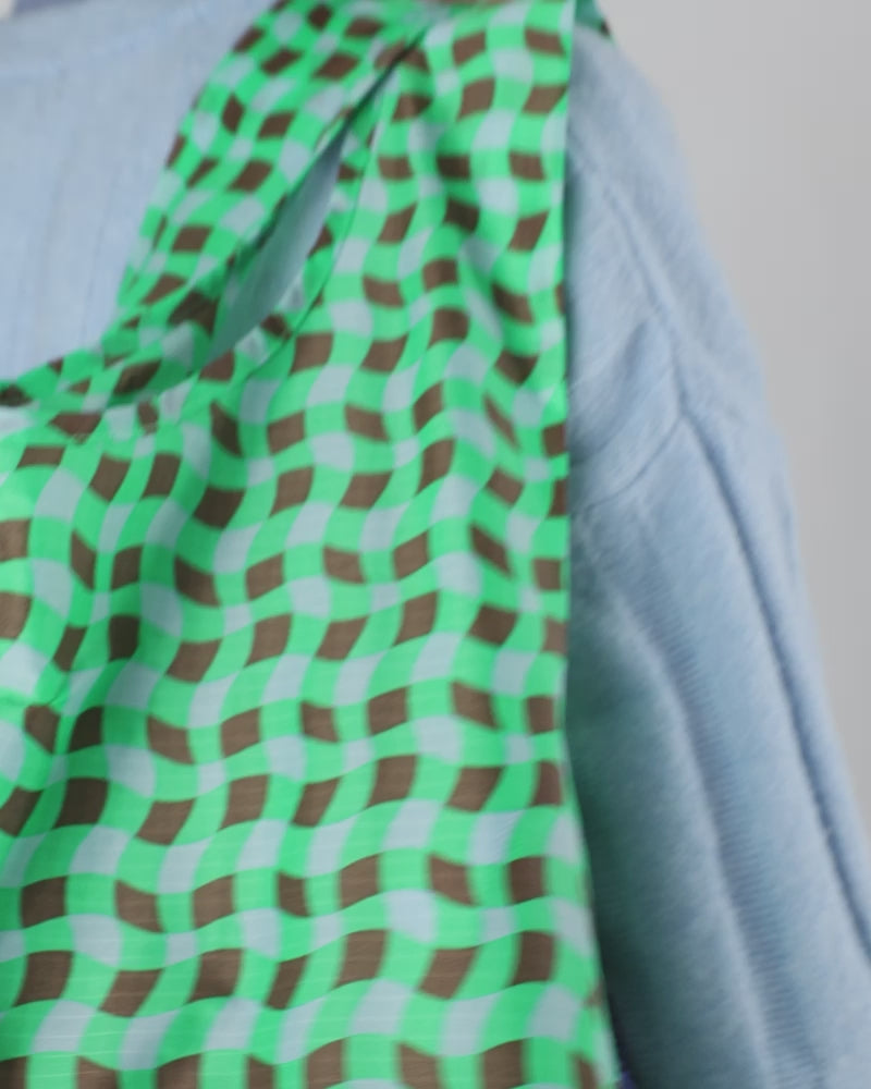 TOTE BAG - Baggu, Wavy Gingham Green