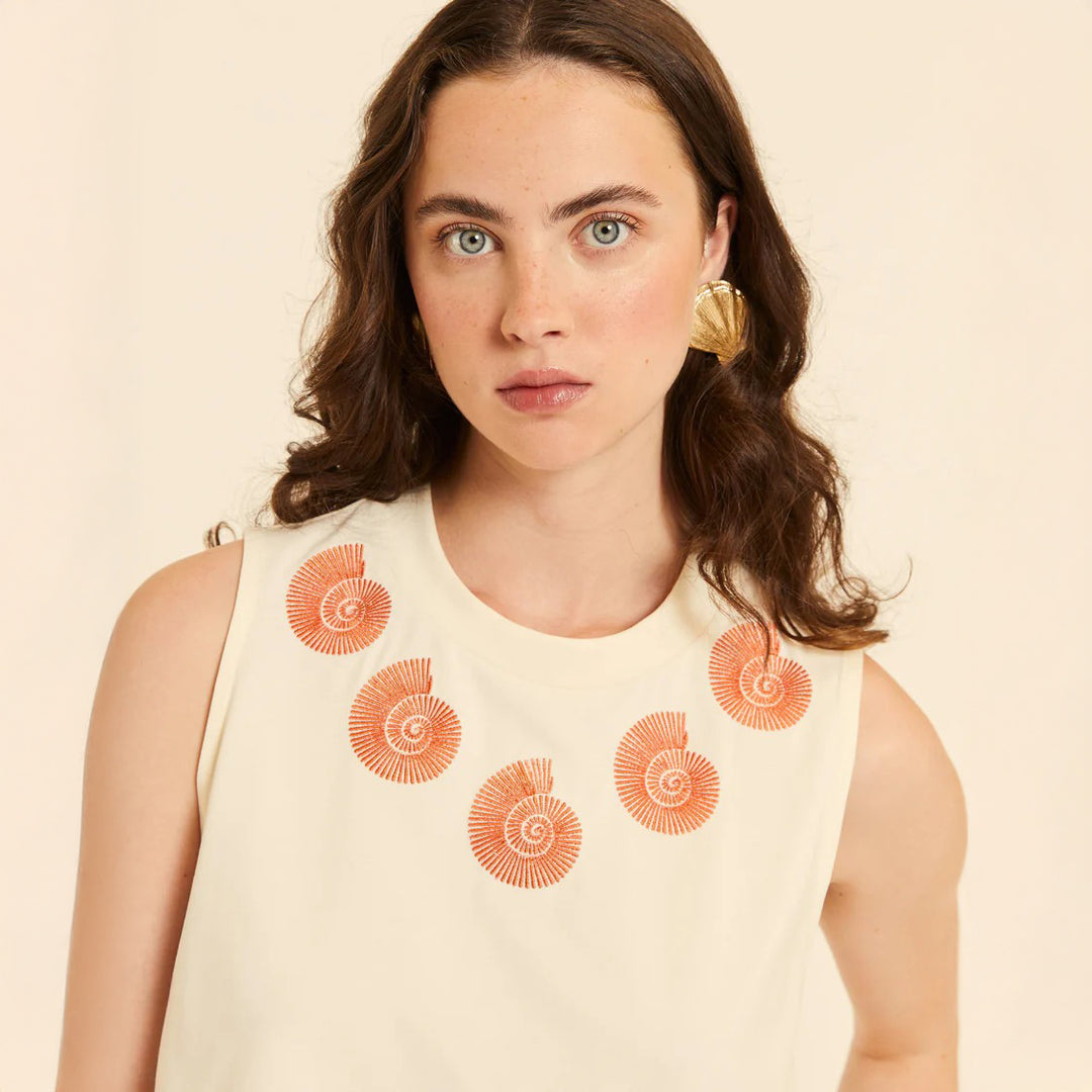 TOP - Pepaloves, Punto con bordado de caracolas