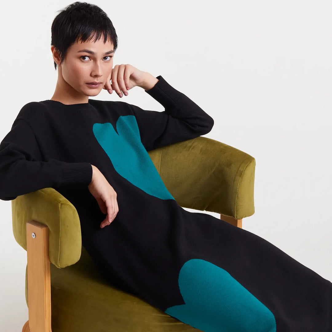 VESTIDO - Compañía Fantástica, Midi jacquard Super Green Heart