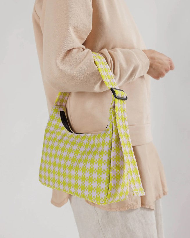 BOLSO - Baggu, Mini Nylon Shoulder Bag Pink Pistachio Pixel Gingham