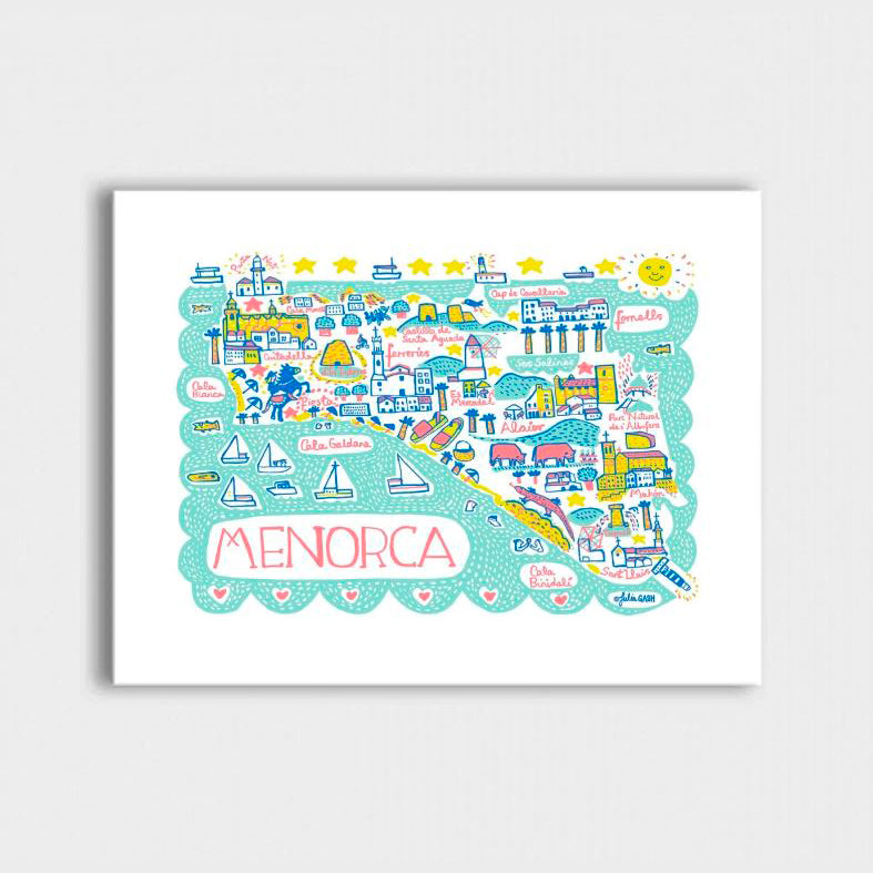ILUSTRACIÓN - Julia Gash, Mapa Menorca 13 x 18 cm
