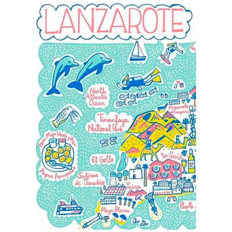 ILUSTRACIÓN - Julia Gash, Mapa Lanzarote 13 x 18 cm