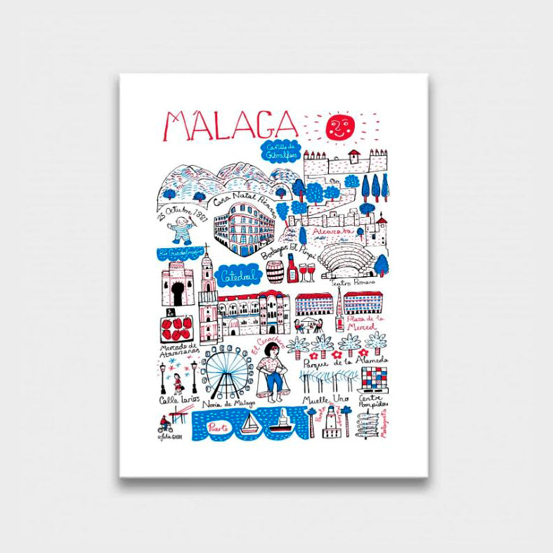 ILUSTRACIÓN - Julia Gash, Mapa Málaga 13 x 18 cm