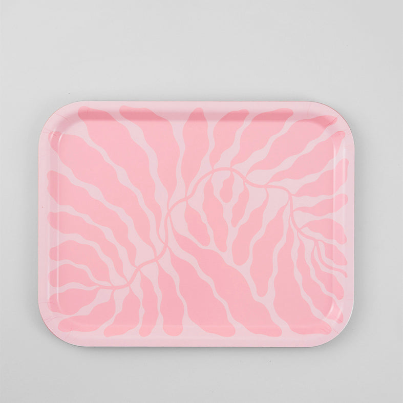 BANDEJA - Wrap Magazine, Pink Leaves Rectangle Art Tray