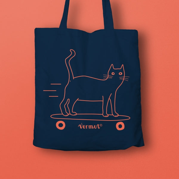 TOTE BAG - Vermut Design, El gato con ruedas