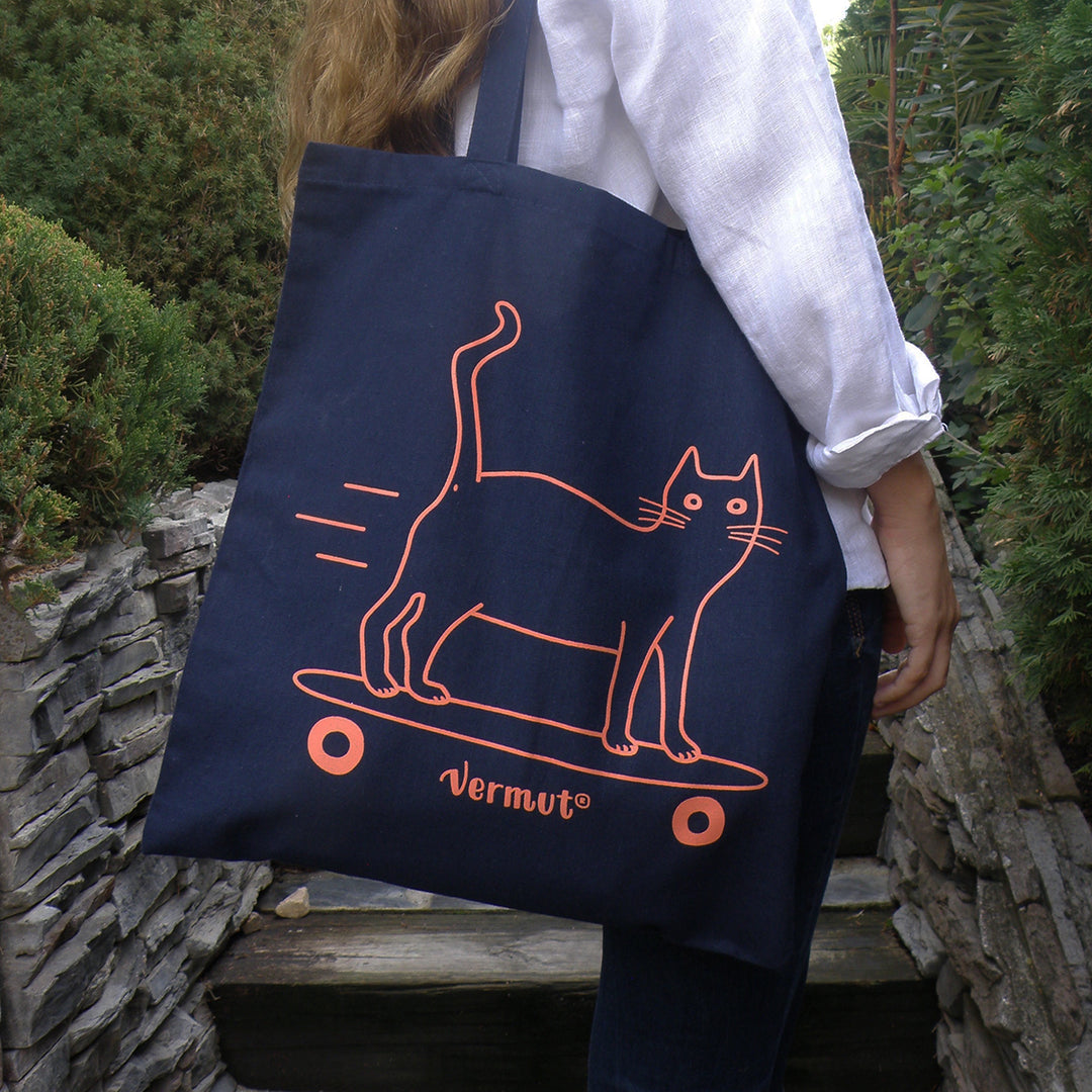 TOTE BAG - Vermut Design, El gato con ruedas